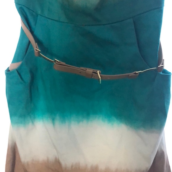 Fab  tri-colored dress w/pockets and belt - Picture 3 of 3